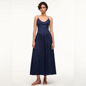 staud dena drop-waist midi-dress Light Pink Beaded Cap Sleeve Satin Column Gown main image 0